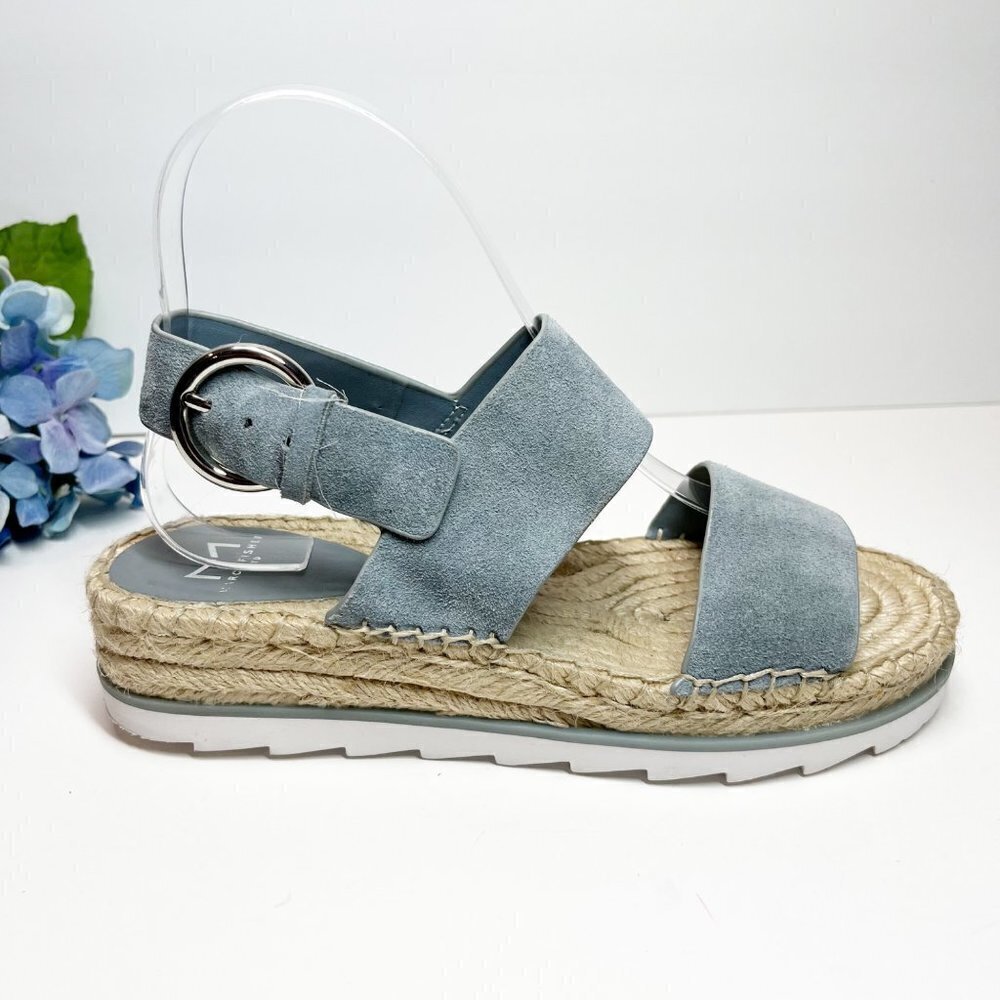Marc Fisher Phebe 2 Light Blue Suede Leather espadrille wedge Sandals Size 6